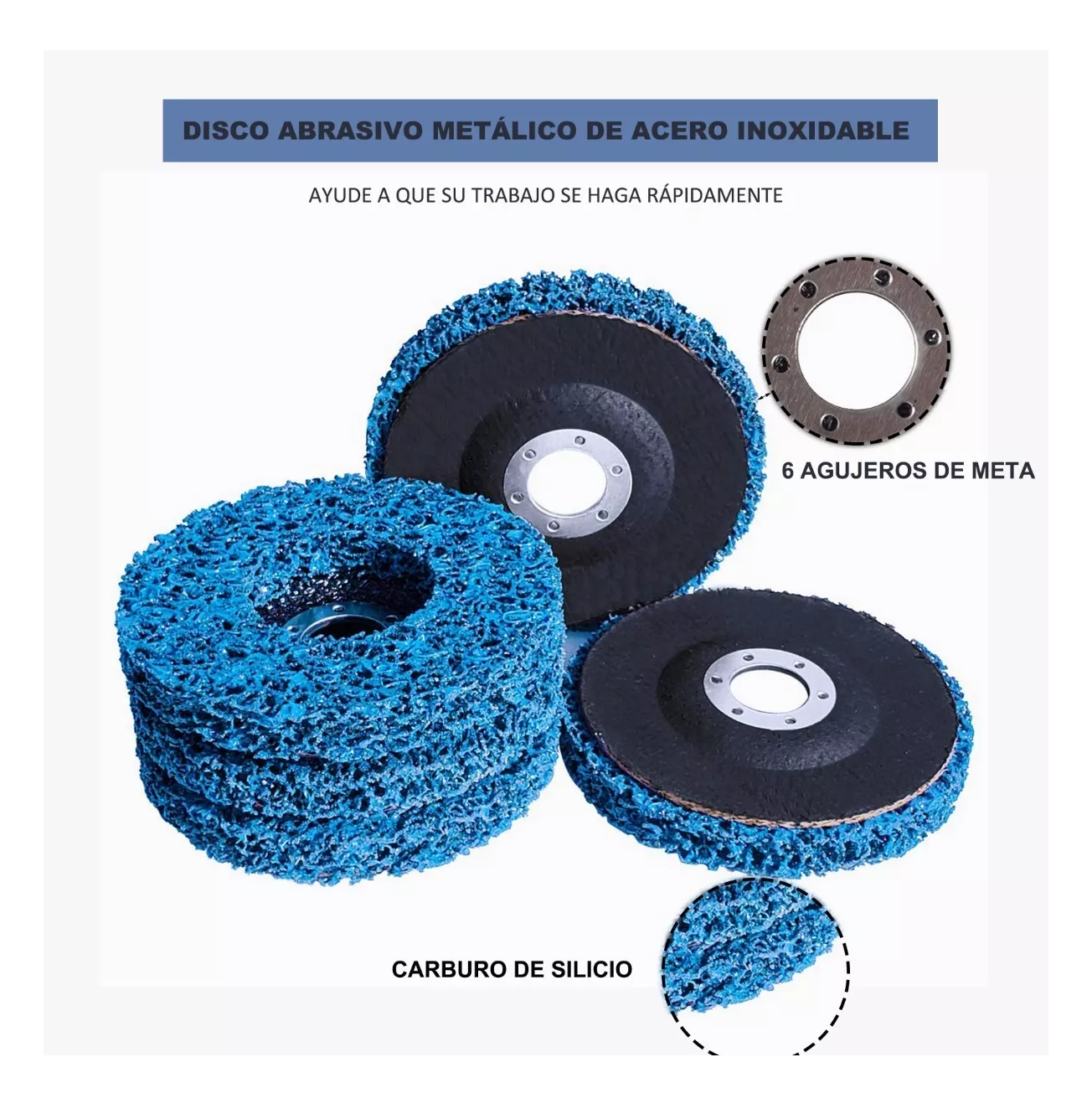 Foto 5 pulgar | Discos Abrasivos De Desoxidación Metal Rueda Pulidora 5 Pcs, Azul