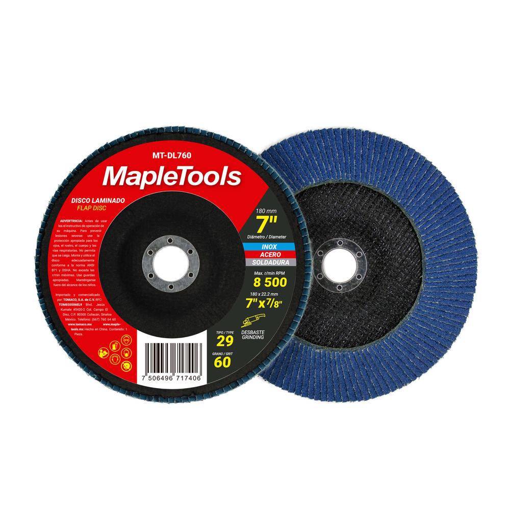 Foto 2 pulgar | Pack 2 Discos Laminado 7'' Zirconia Grano 60 Maple Tools