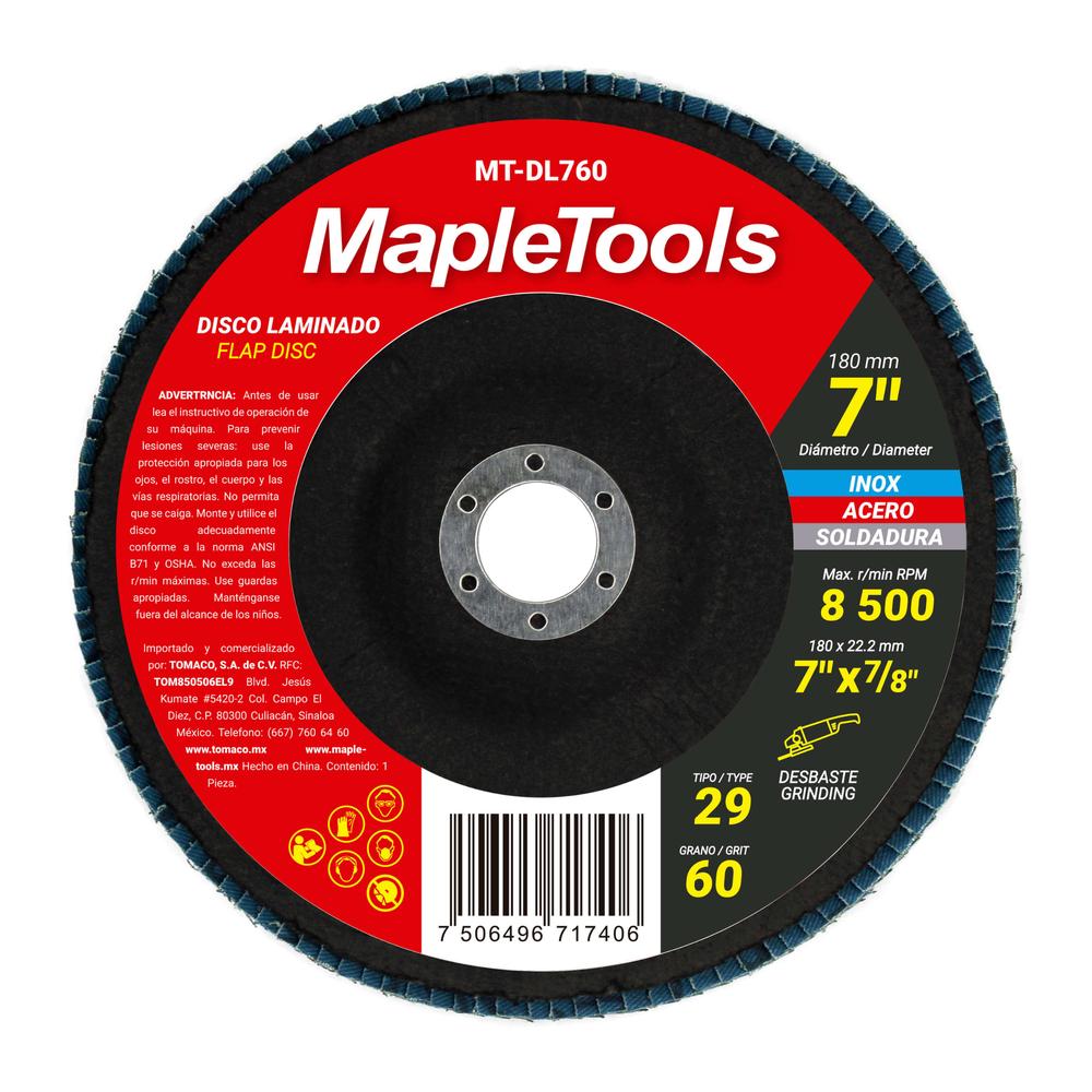 Foto 3 pulgar | Pack 2 Discos Laminado 7'' Zirconia Grano 60 Maple Tools