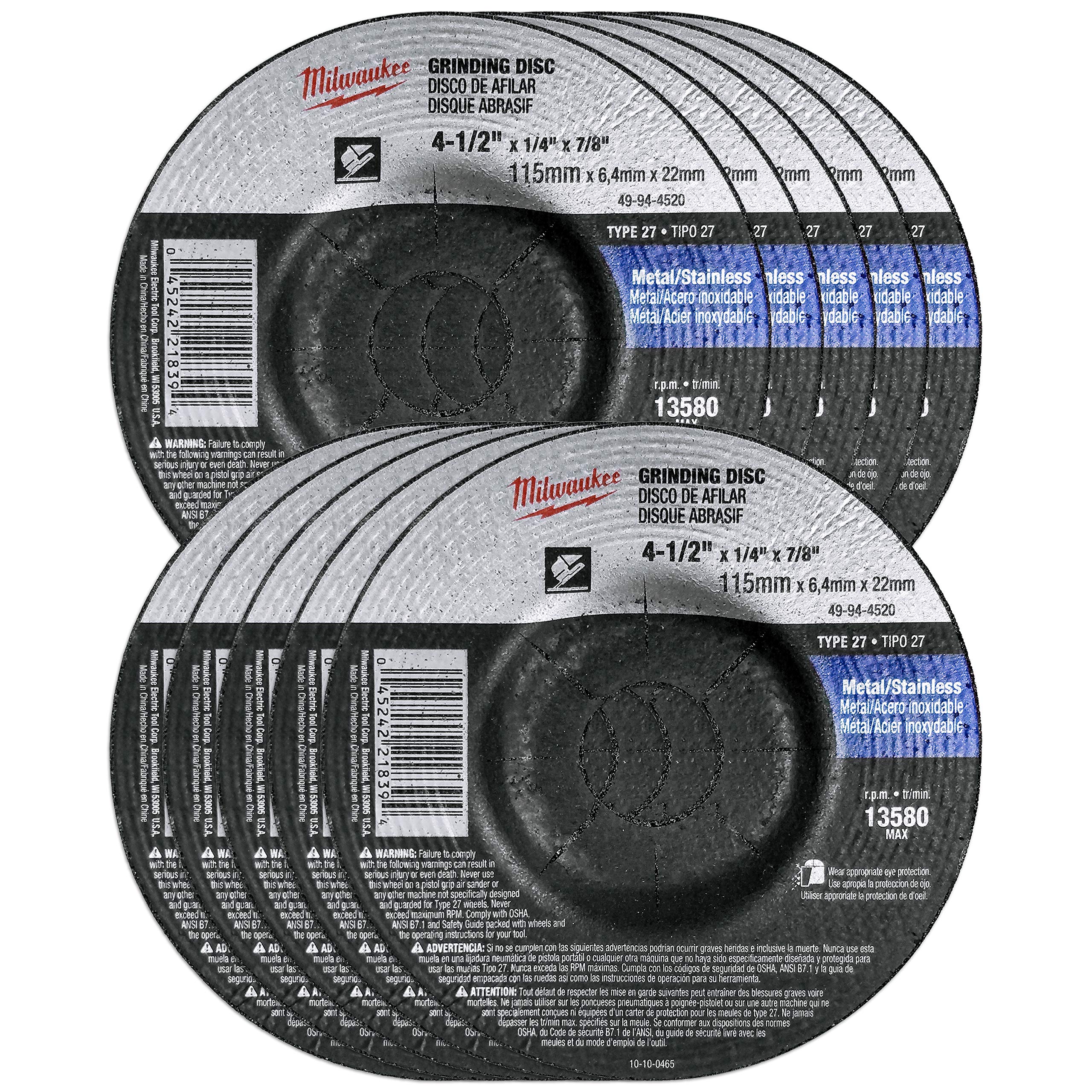 Foto 2 | Muela Abrasiva Milwaukee De 4-1/2 X 1/4 X 7/8 Pulgadas Para Metal - Venta Internacional.