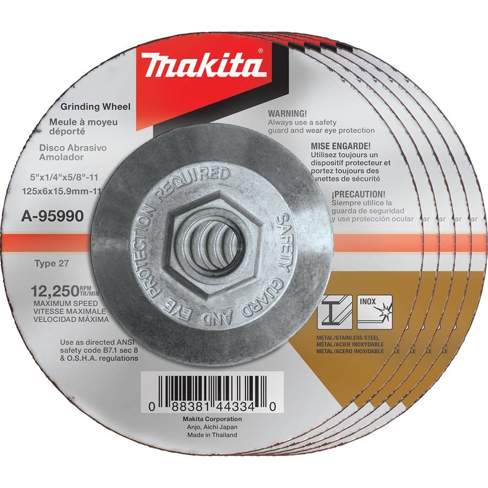 Foto 2 pulgar | Muela Abrasiva Makita A-95990-5 Inox 36 Grit 5/pack 125mm - Venta Internacional.
