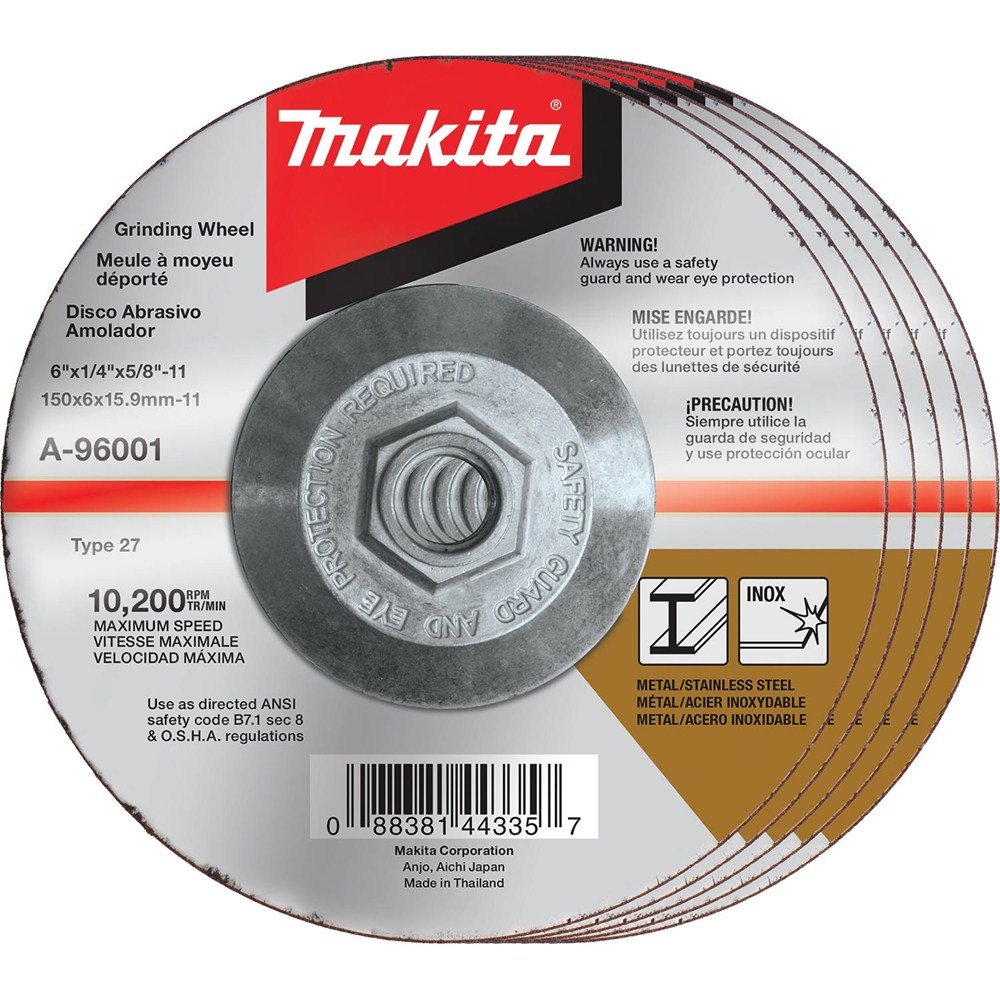 Muela Abrasiva Makita A-96001-5 Inox 6 X 1/4 X 5/8-11 36 Grit - Venta Internacional.