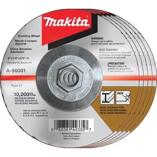 Foto 1 | Muela Abrasiva Makita A-96001-5 Inox 6 X 1/4 X 5/8-11 36 Grit - Venta Internacional.