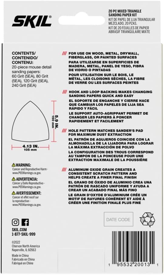 Foto 4 pulgar | Kit De Papel De Lija Skil, 20 Piezas, Mezcla De 60, 80, 120 Y 240 Granos - Venta Internacional.