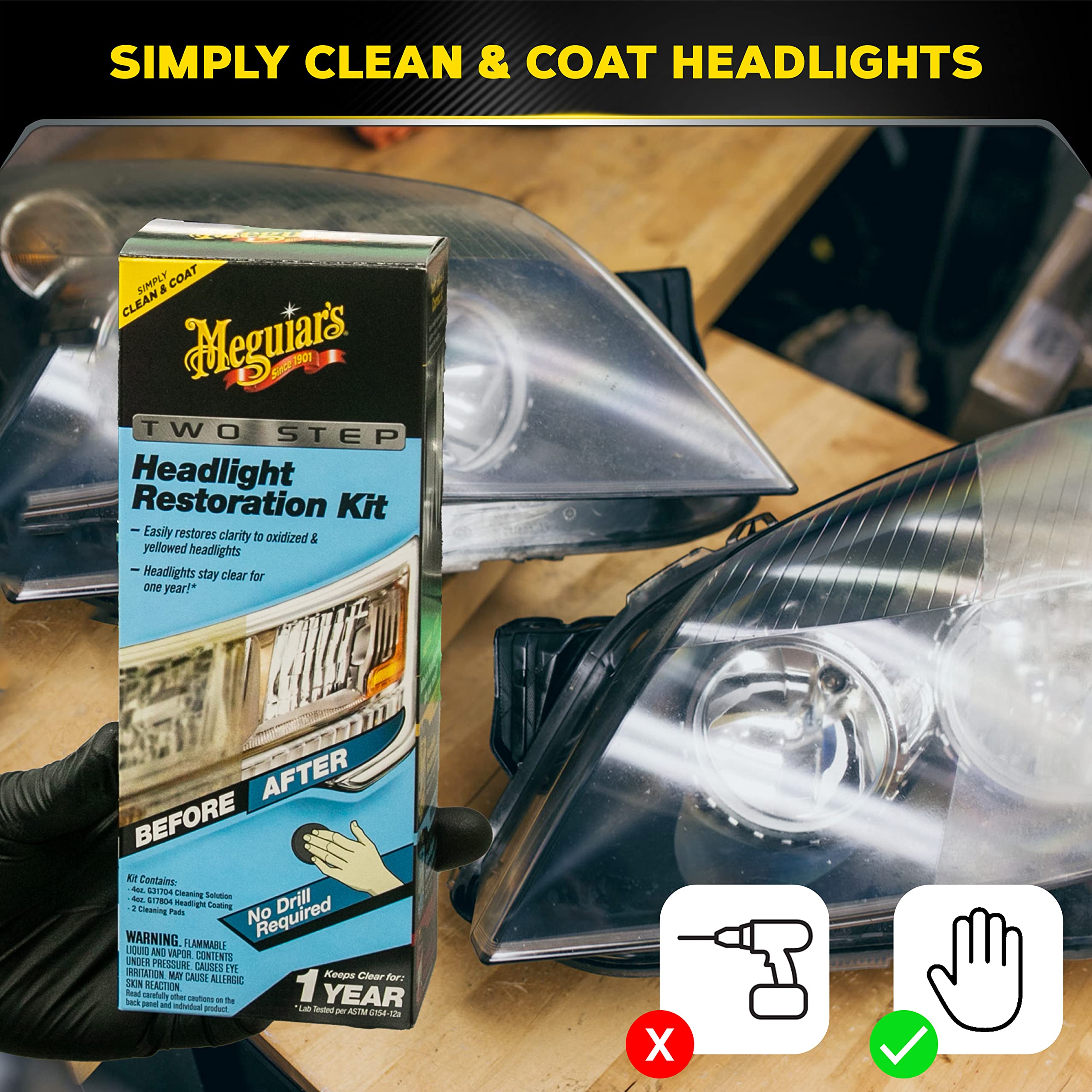 Foto 2 | Kit De Restauración De Faros Meguiar's Two Step 4 Unidades - Venta Internacional.