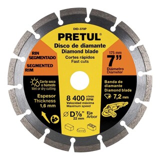 Foto 2 | Disco Diamante Rin Segmentado 7'' Pretul Did-370p