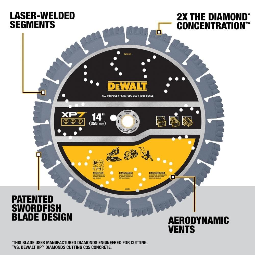 Foto 5 | Disco De Diamante Dewalt Segmented Xp7 Multiusos De 14 Pulgadas Dw47427 - Venta Internacional.