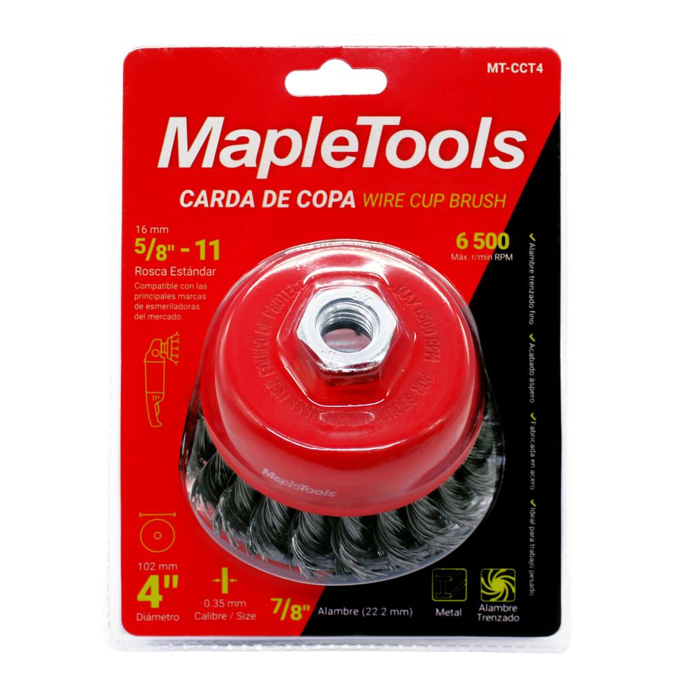 Foto 3 pulgar | Pack 3 Cardas Copa 4'' Alambre Trenzado Eje 5/8'' Maple Tools