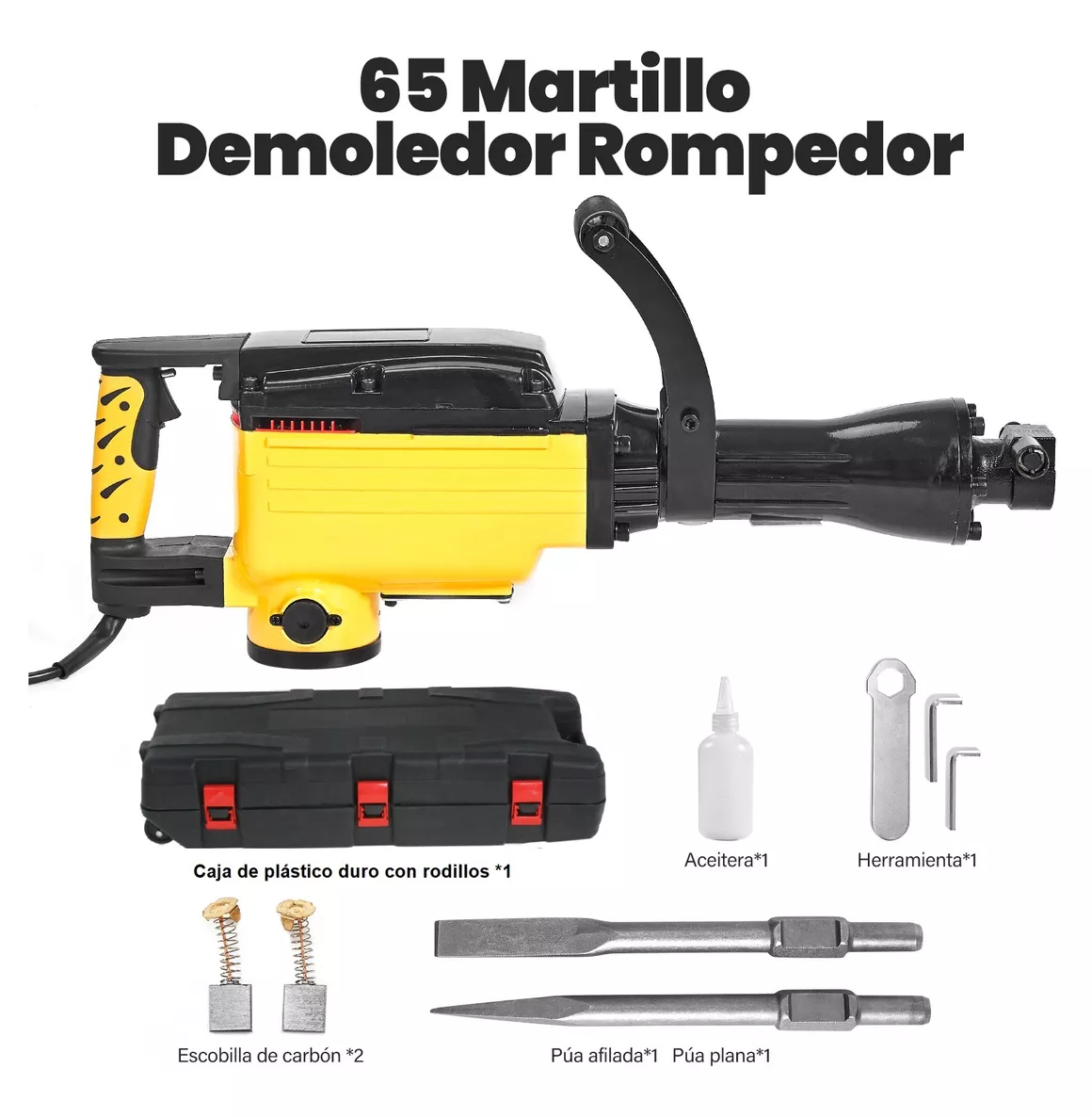 Foto 5 | Martillo Demoledor 2800W Rompedor de Concreto 40J - Amarillo