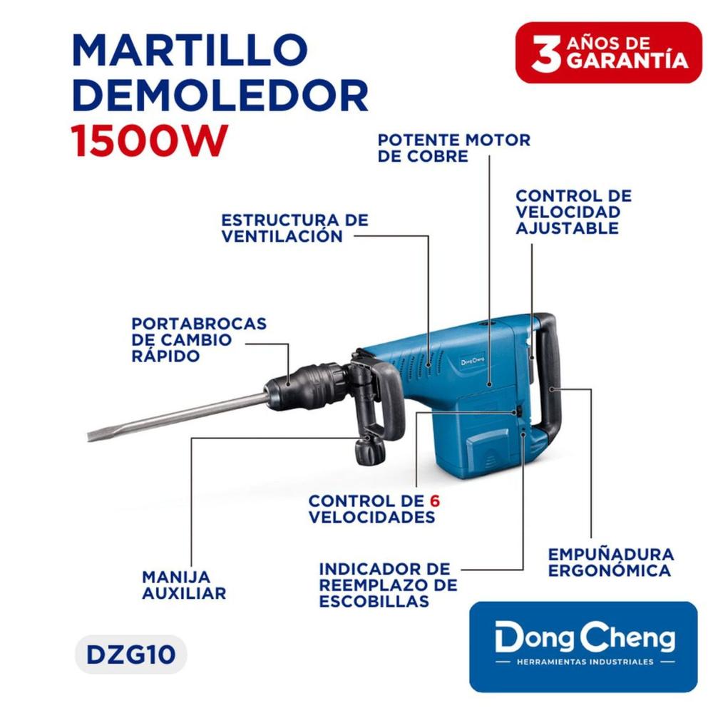 Foto 7 pulgar | Martillo Demoledor Hex 1700w + Martillo Industrial Sdsmax Dc