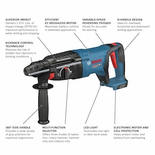 Foto 2 | Martillo Perforador Bosch Gbh18v-26dn 18v Ec Sin Escobillas 2.54cm - Venta Internacional.