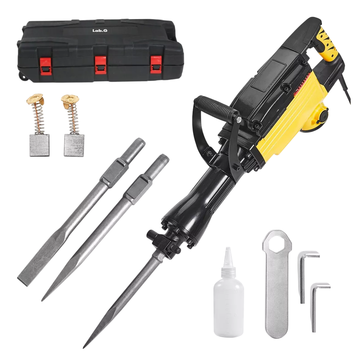 Martillo Demoledor Lab.g 2800w Rompedor De Concreto 1800rpm 40j, Amarillo