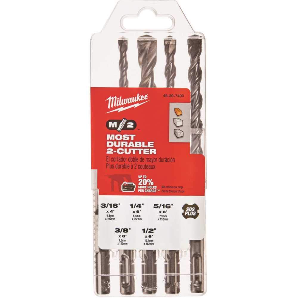Foto 2 pulgar | Surtido De Brocas Sds+ Milwaukee 48-20-7490 Con Carburo De 4 A 12 Mm - Venta Internacional.