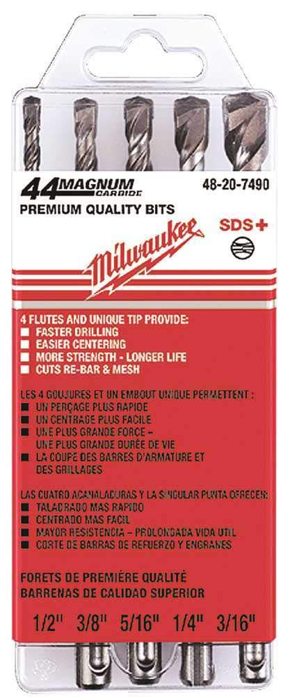 Foto 3 pulgar | Surtido De Brocas Sds+ Milwaukee 48-20-7490 Con Carburo De 4 A 12 Mm - Venta Internacional.
