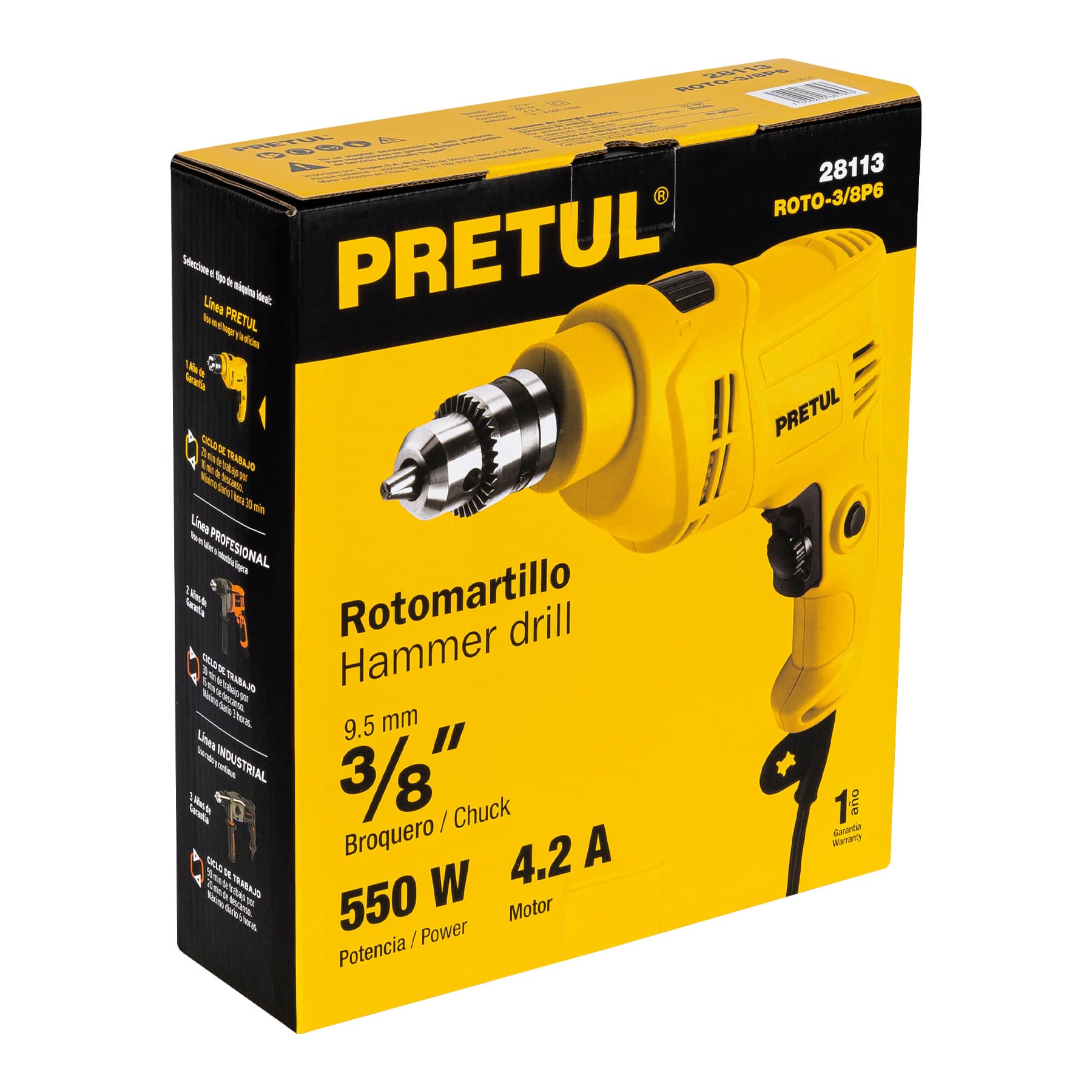 Foto 3 pulgar | Rotomartillo de 3/8'', 550 W, Pretul Roto-3/8p6