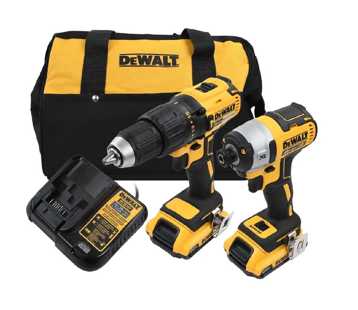 Rotomartillo Dewalt Dcd778 color Amarillo + Llave De Impacto Brushless