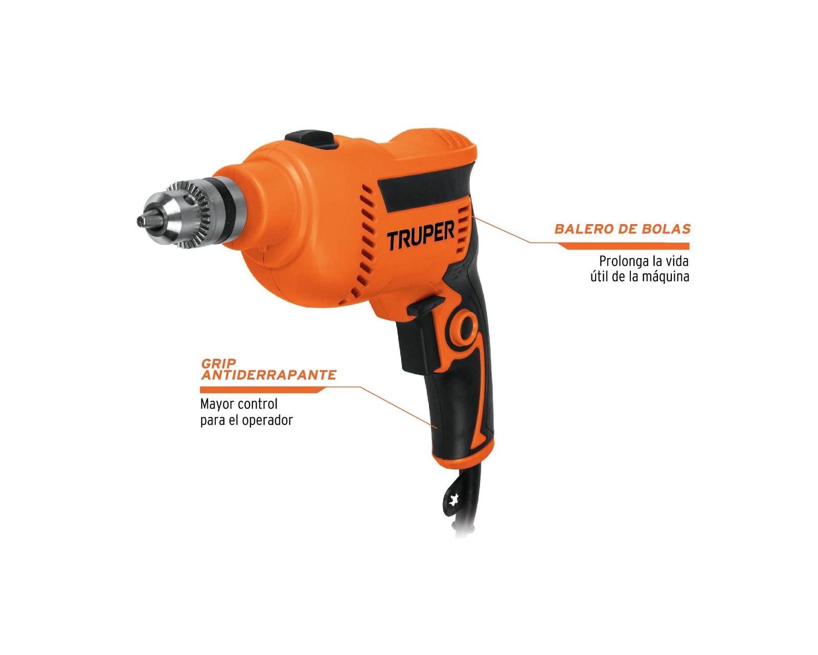 Foto 3 pulgar | Rotomartillo Truper Roto-3/8a4 3/8'' 600 W Profesional Naranja