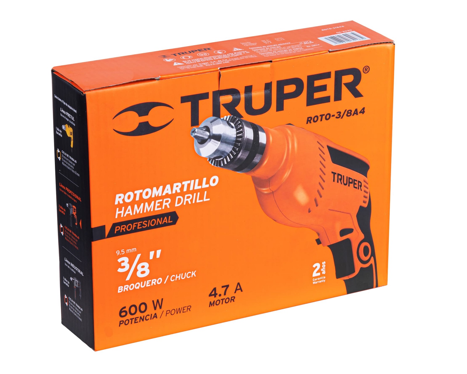 Foto 4 pulgar | Rotomartillo Truper Roto-3/8a4 3/8'' 600 W Profesional Naranja