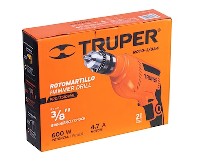 Foto 3 | Rotomartillo Truper Roto-3/8a4 3/8'' 600 W Profesional Naranja