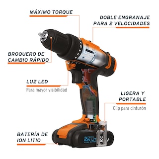 Foto 3 | Taladro Inalámbrico de 3/8 Truper Tali-20a color Anaranjado Batería Ion Litio 20v
