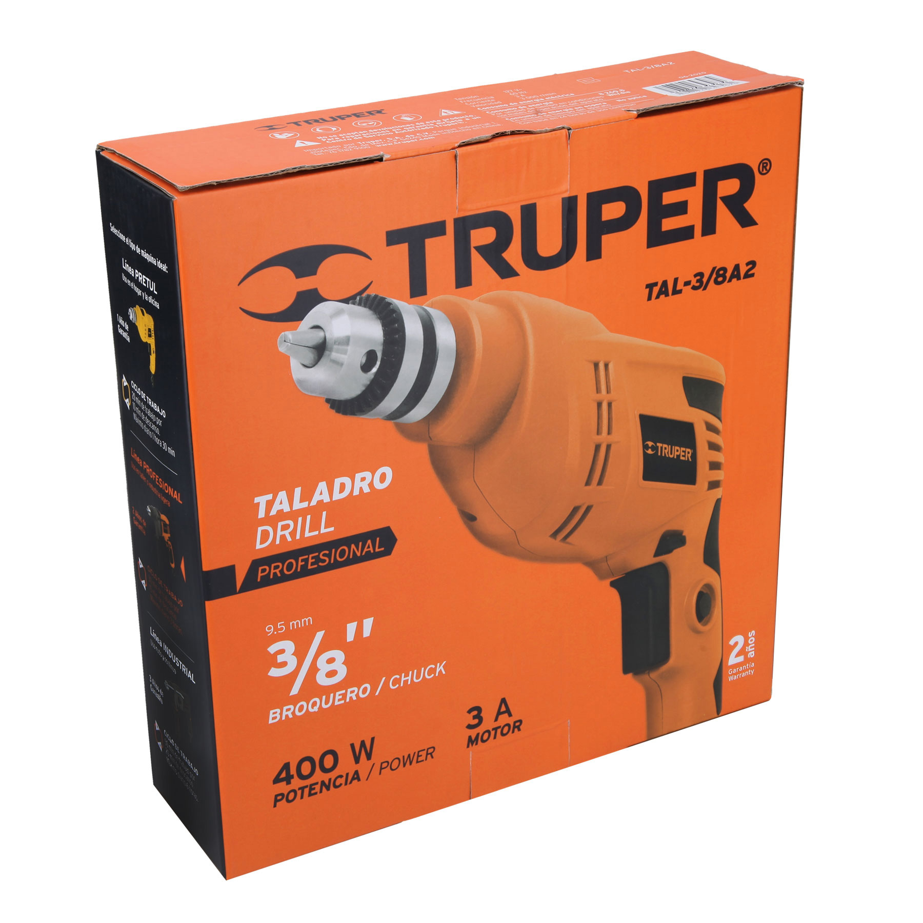 Foto 4 pulgar | Taladro  Profesional Truper 3/8" 400 W color Anaranjado