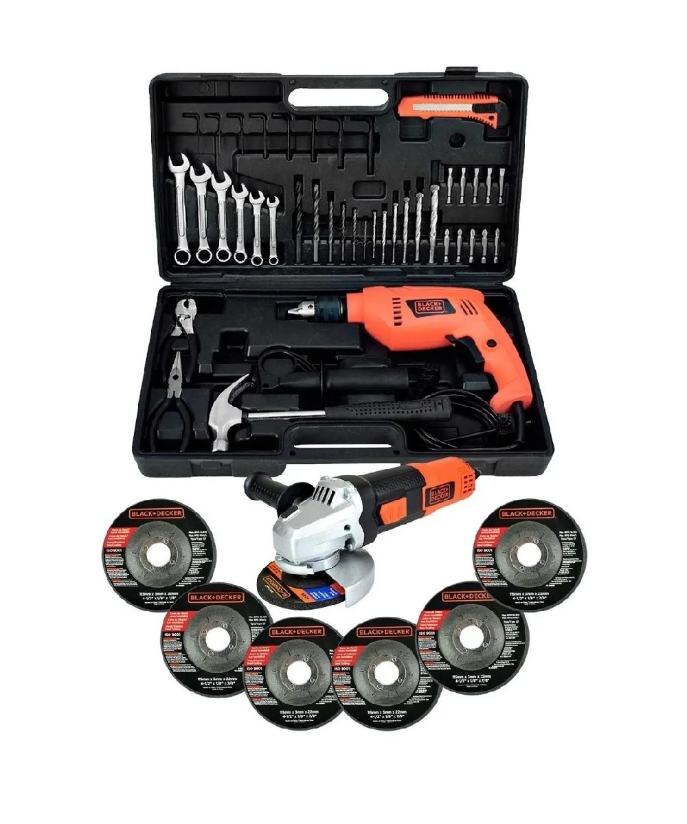 Rotomartillo con 40 Acc + Miniesmeriladora + 7 Discos Black & Decker