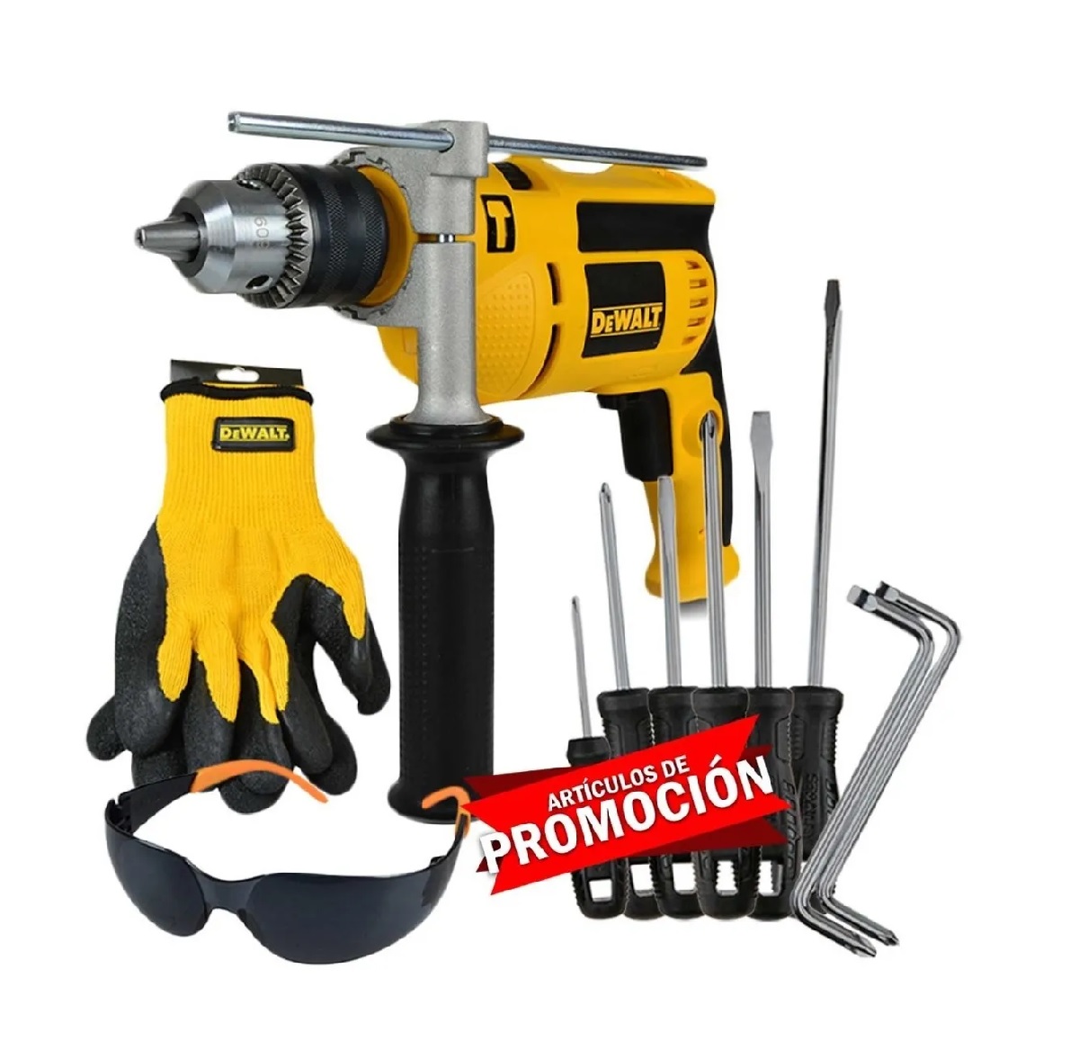 Rotomartillo Dewalt + Guantes + Lentes + Desarmadores