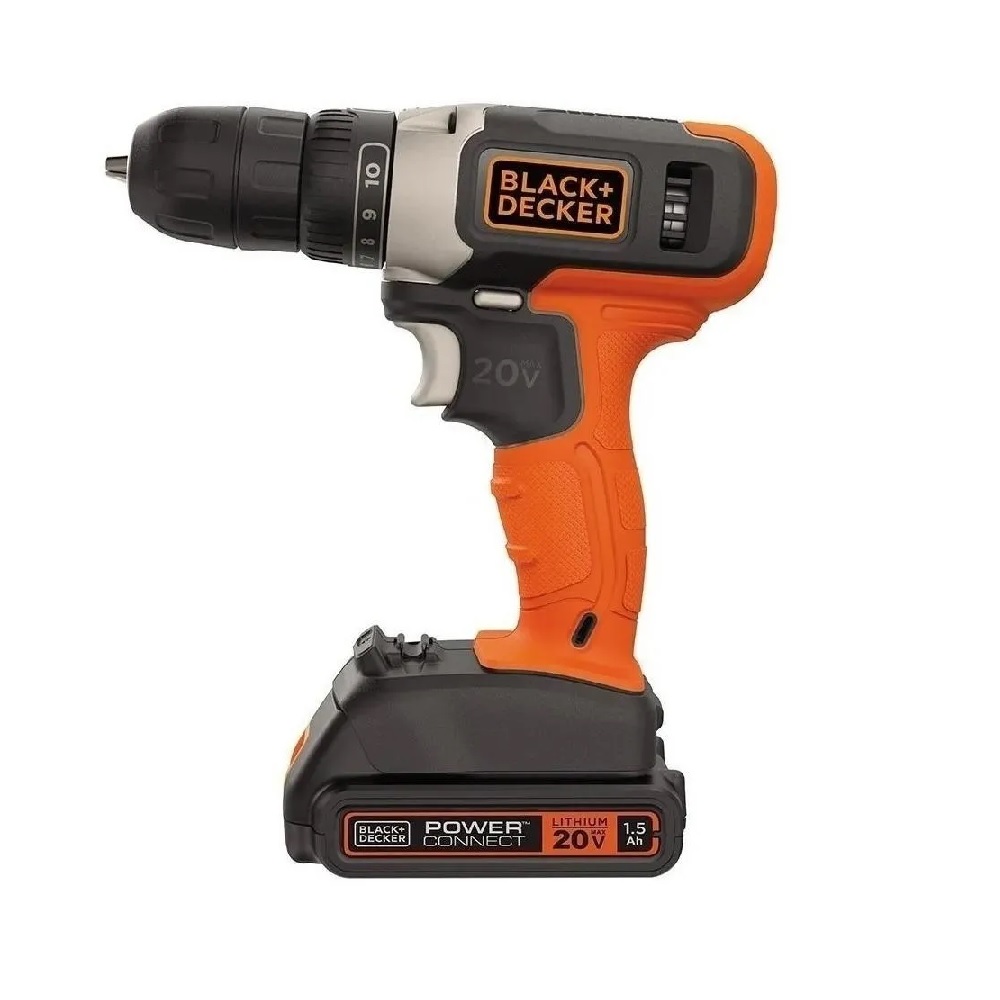 Taladro Inalámbrico de 10'' Black&Decker Bcd702c1 color Anaranjado 20v