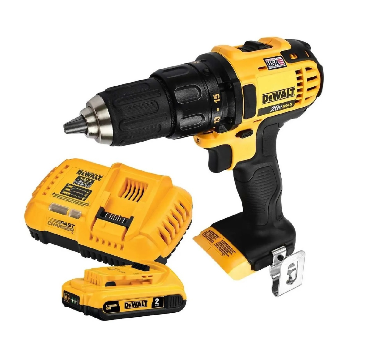 Taladro Atornillador 20v Dewalt Dcd780b color Amarillo Cargador y Batería