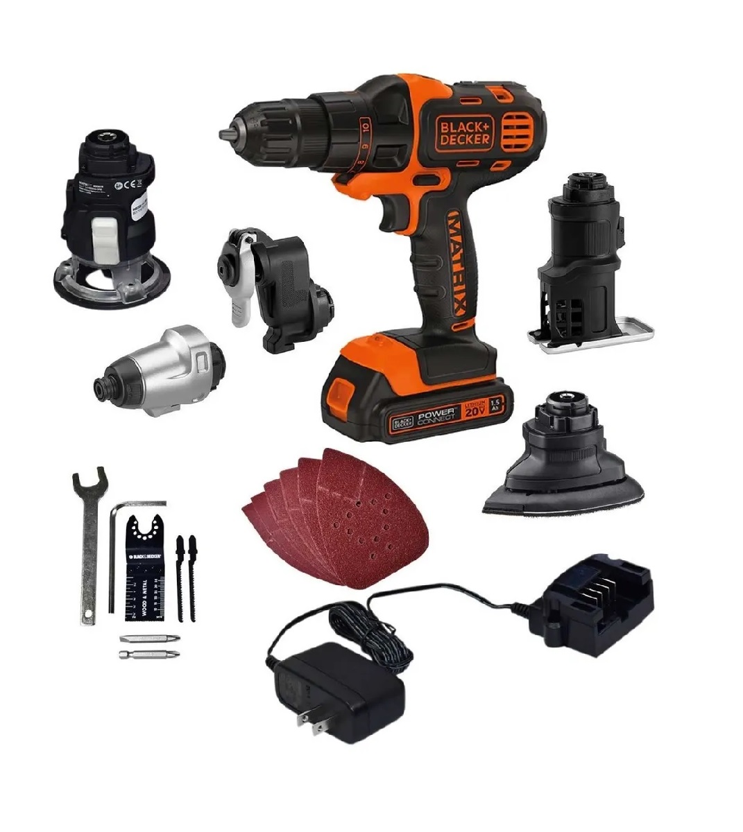 Combo Taladro Black & Decker color Anaranjado 6 en 1 Matrix 20v