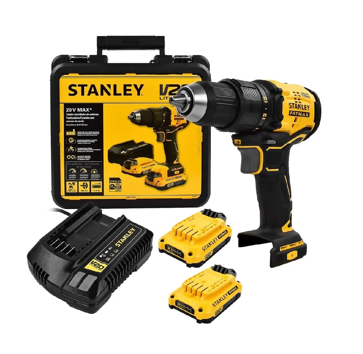 Foto 2 pulgar | Taladro Atornillador 20v Brushless Stanley Sbd710c2k-b3 color Amarillo