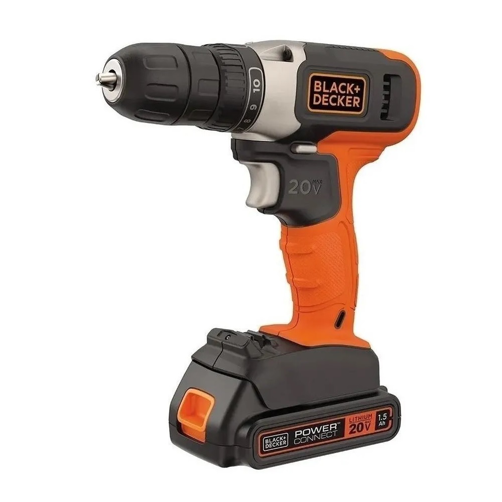 Taladro Inalámbrico Black & Decker BCD702C1 color Naranja 20v 10'' + 1 Batería de 1.5ah