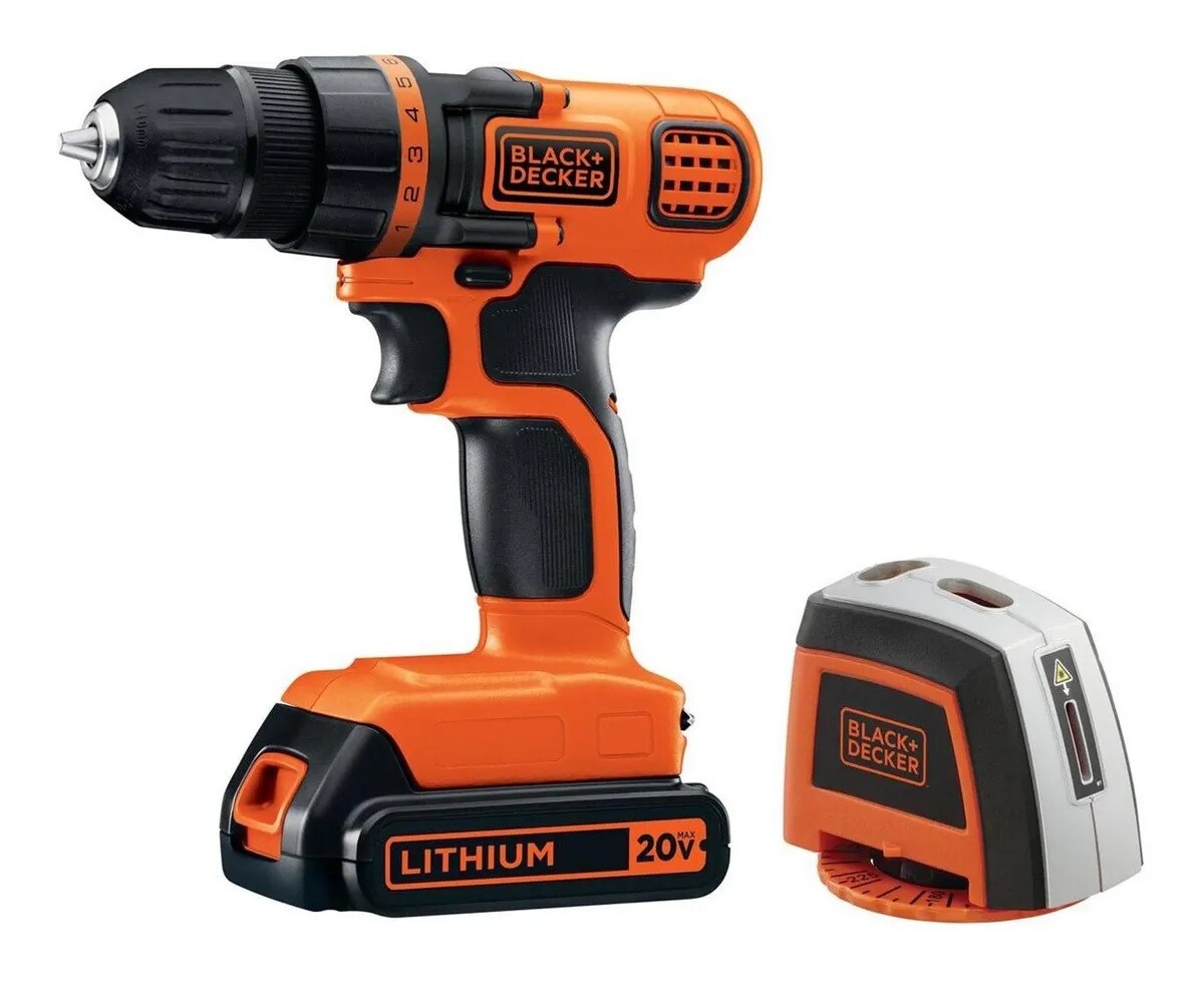 Taladro Inalámbrico + Nivel Láser 360 Grados Black & Decker LD120L color Naranja $4,150