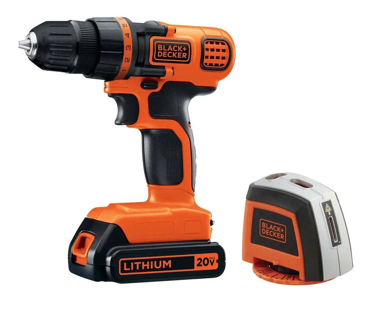 Taladro Inalámbrico + Nivel Láser 360 Grados Black & Decker LD120L color Naranja