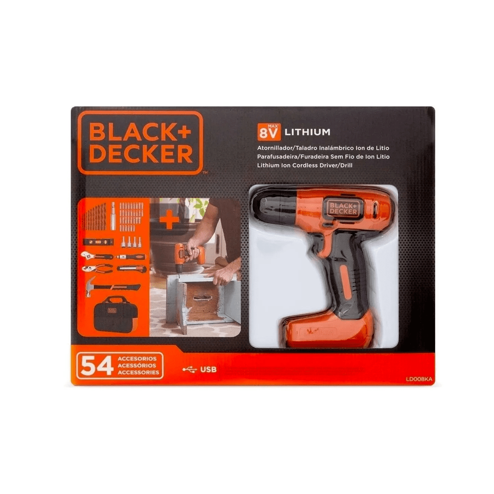 Foto 3 pulgar | Taladro Atornillador Black+Decker BDE25  54 Accesorios