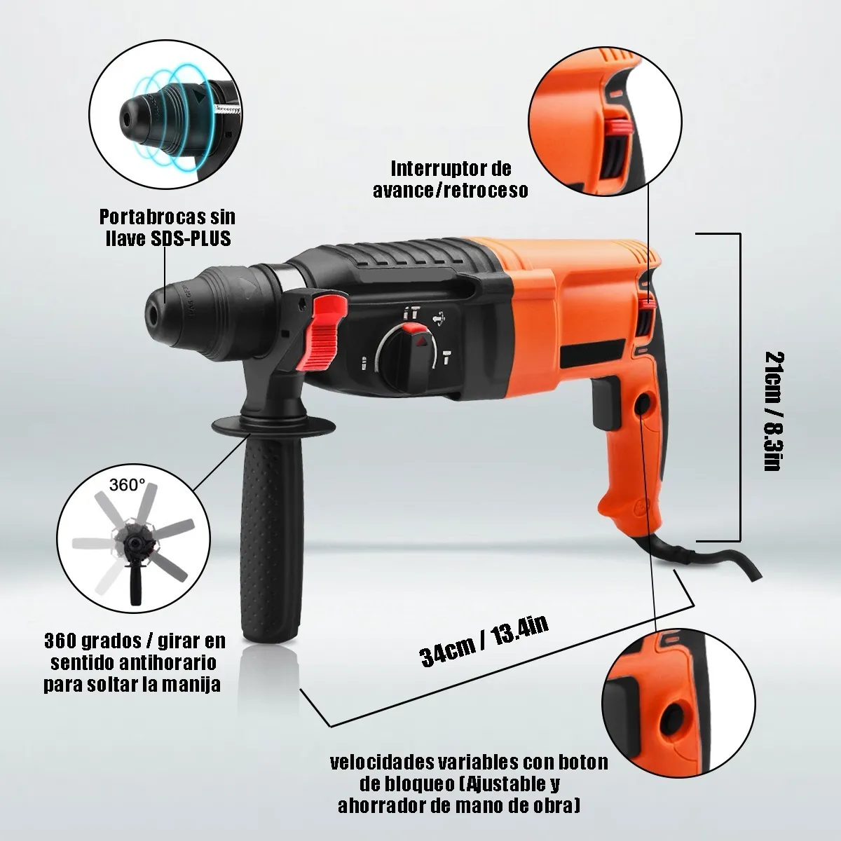 Foto 3 pulgar | Rotomartillo 1050w Eo Safe Imports Esi-2829 color Naranja