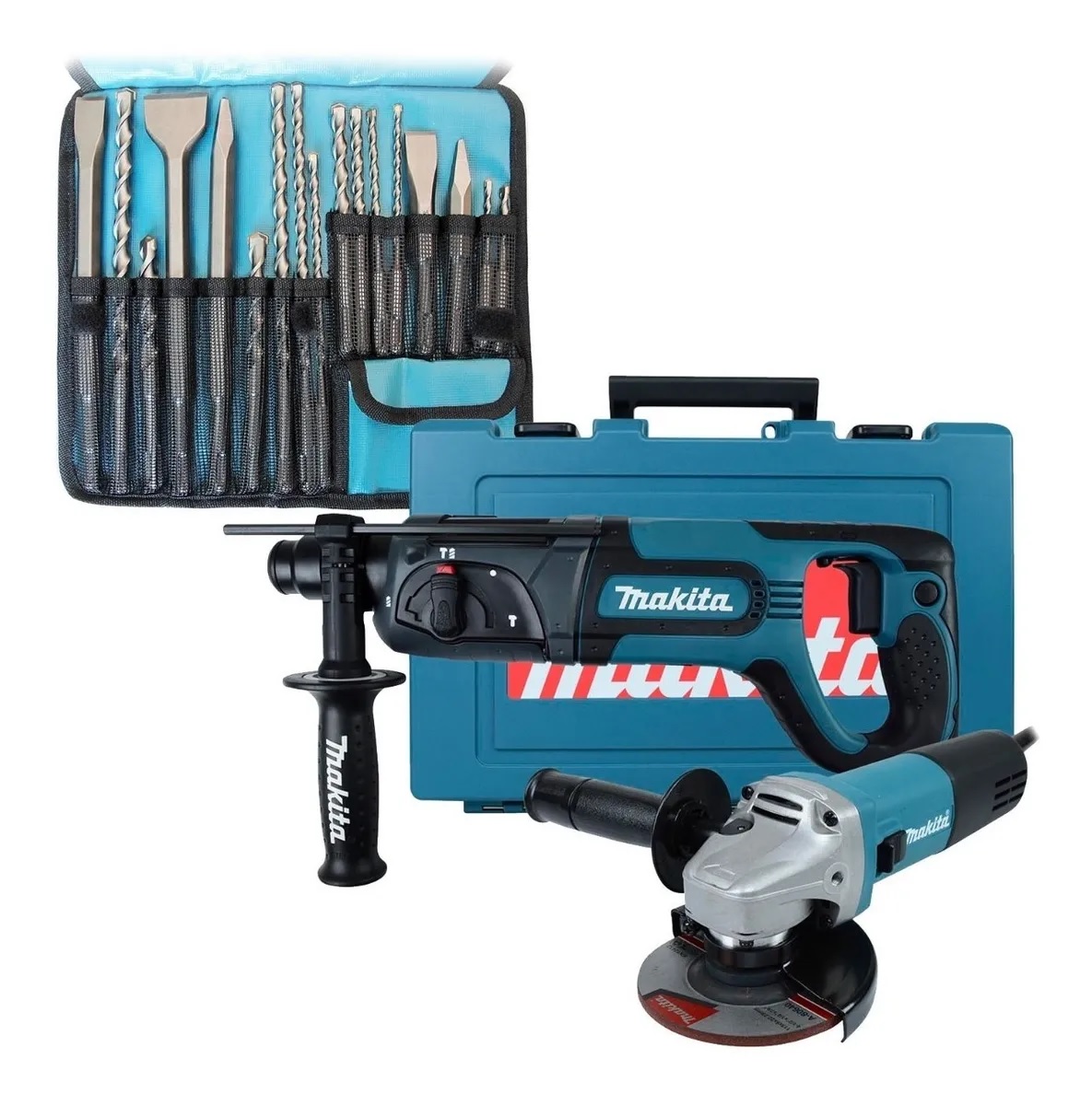 Kit de Rotomartillo con Brocas Makita HR2475 color Azul