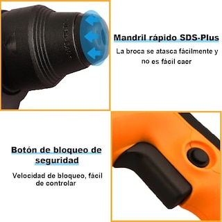Foto 3 | Rotomartillo Concelador Perforador Sds 1050w Eo Safe Imports Esi-3156 color Naranja