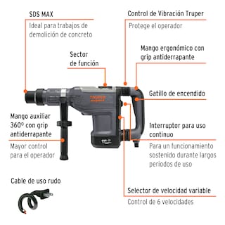 Foto 2 | Rotomartillo Sds Max Truper Rmax15nx color Gris 9 Kg 15 J 1500 W