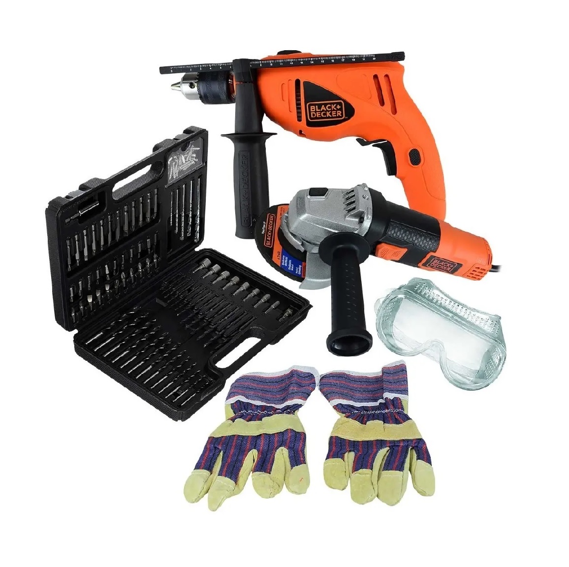 Rotomartillo + Miniesmeriladora y Juego de Brocas Black+Decker