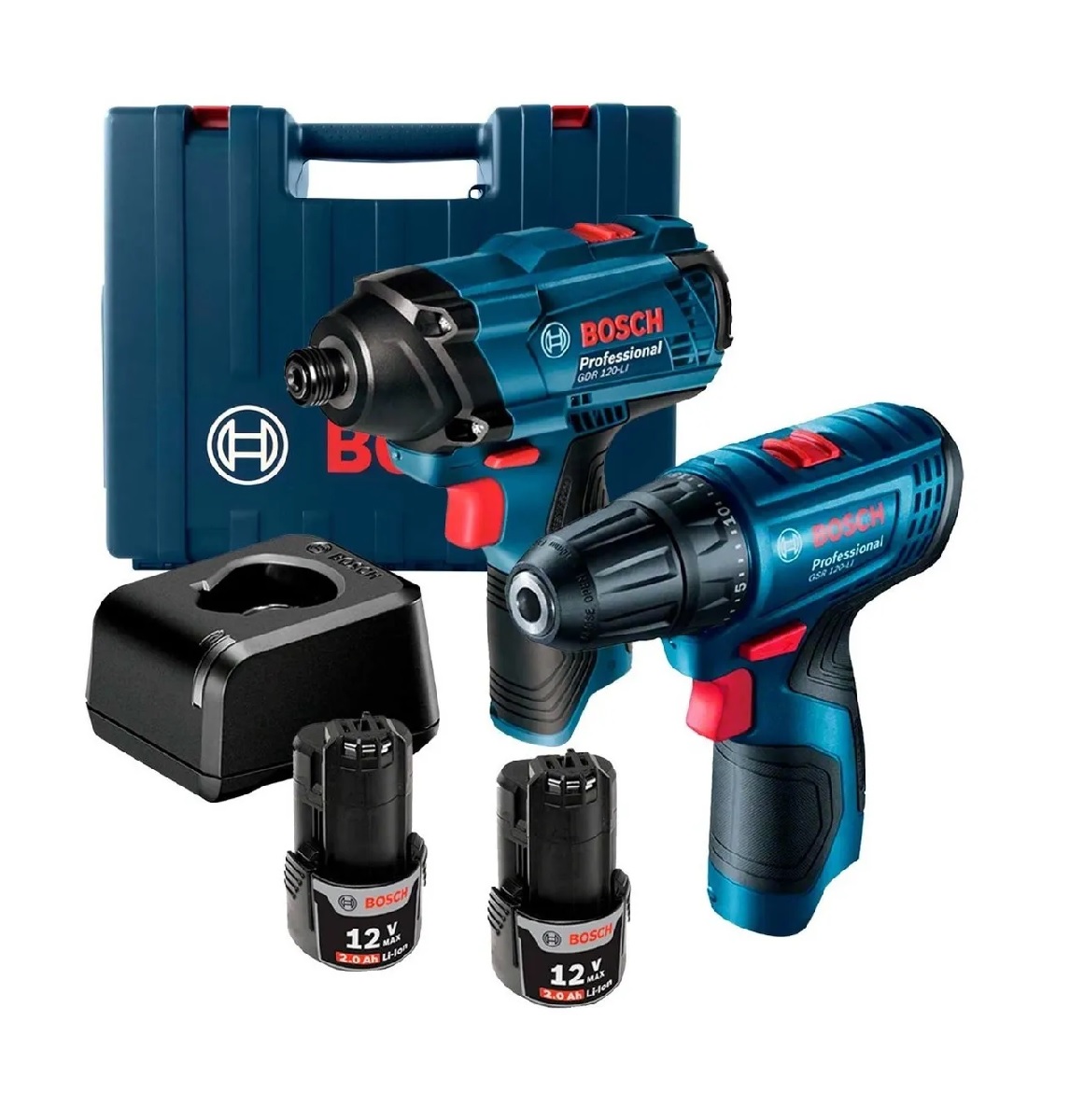 Combo Taladro Bosch GSR 120-LI color Azul más Llave de Impacto GDR 120-LI