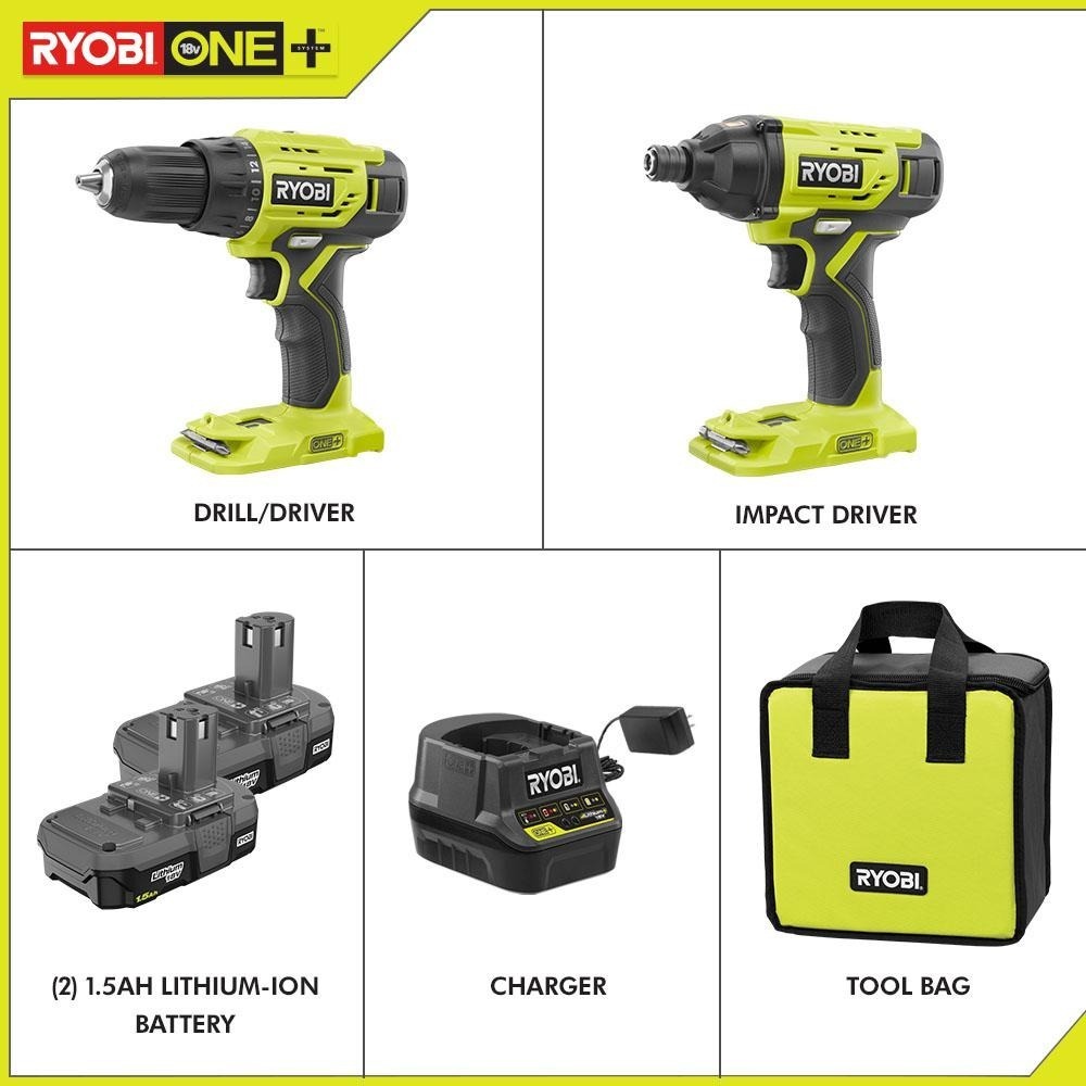 Foto 2 | Combo Ryobi Taladro + Llave De Impacto 18 Volts Lithio