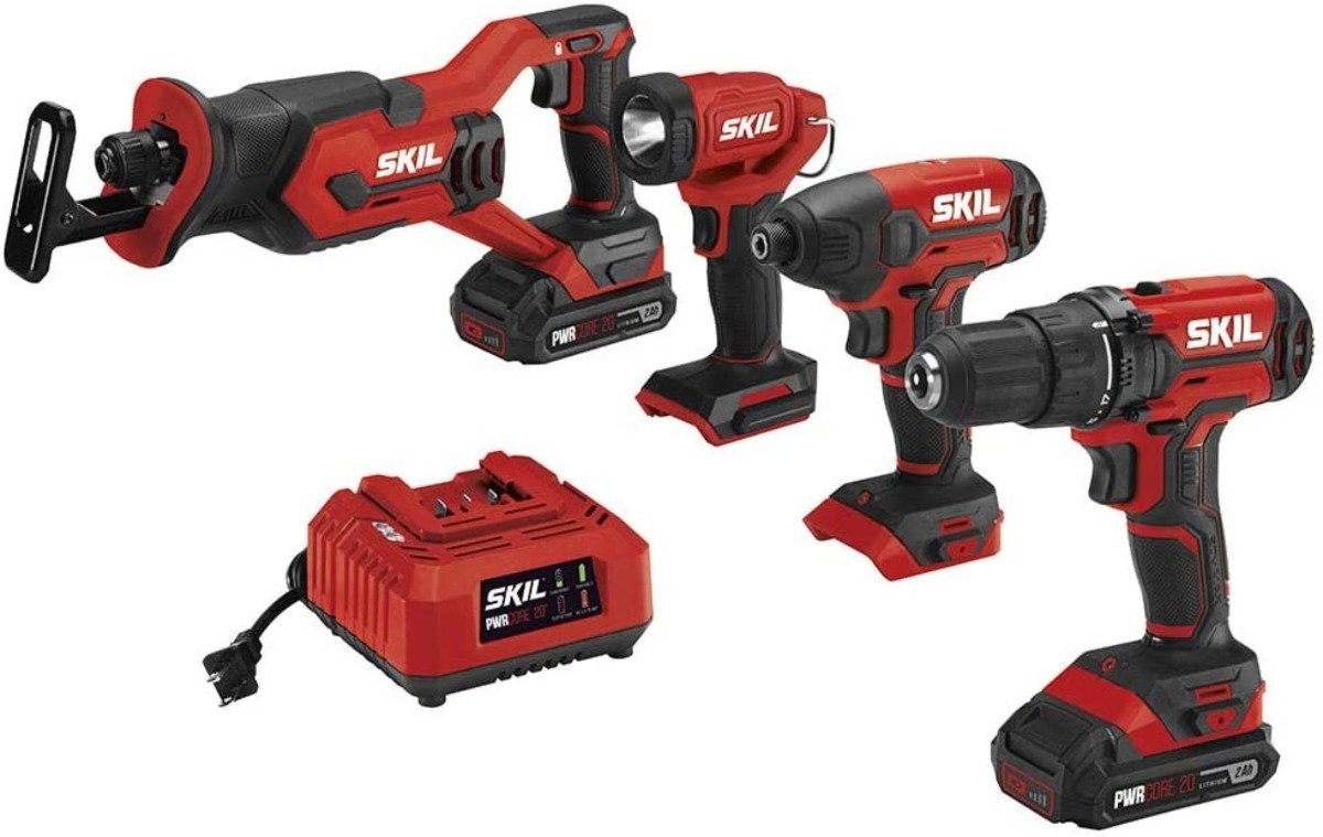 Skil Pwrcore 20v Kit 4 Herramientas Taladro 2 Bat Y Cargador