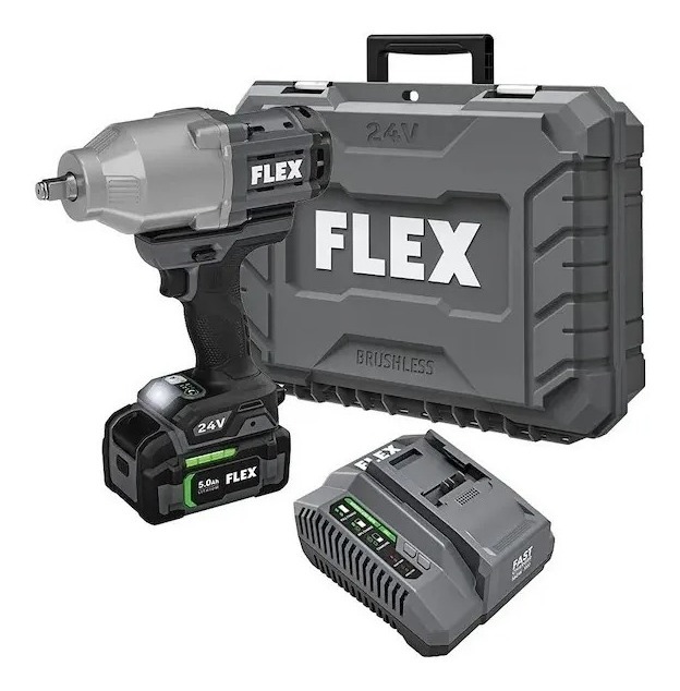 Taladro de Impacto Flex FX1471-1C color Negro 24v 1/2" + Cargador + Batería