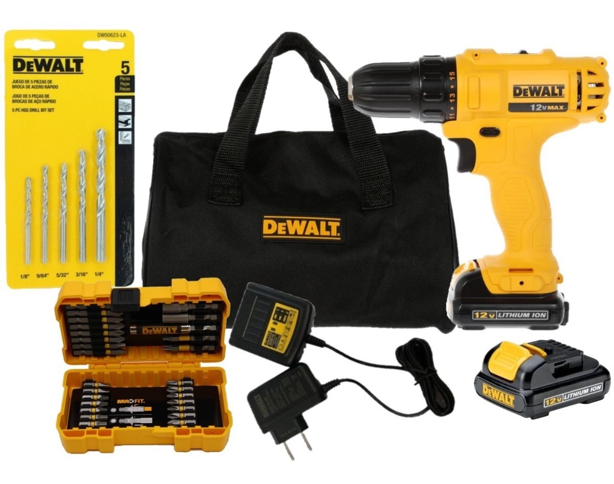 Taladro Atornillador 12v + Brocas Y Puntas Dewalt Dcd700ac2