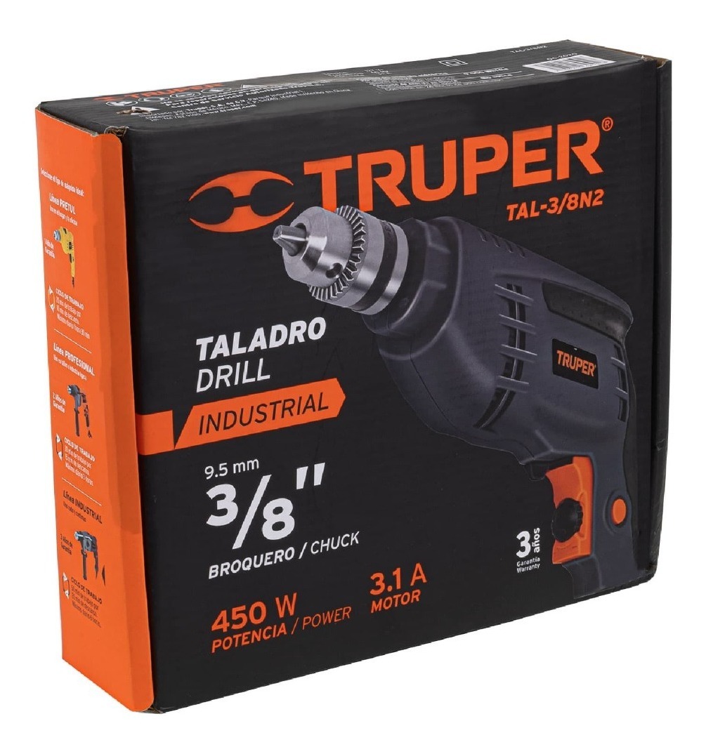 Taladro Industrial 3/8, 450 W, Truper