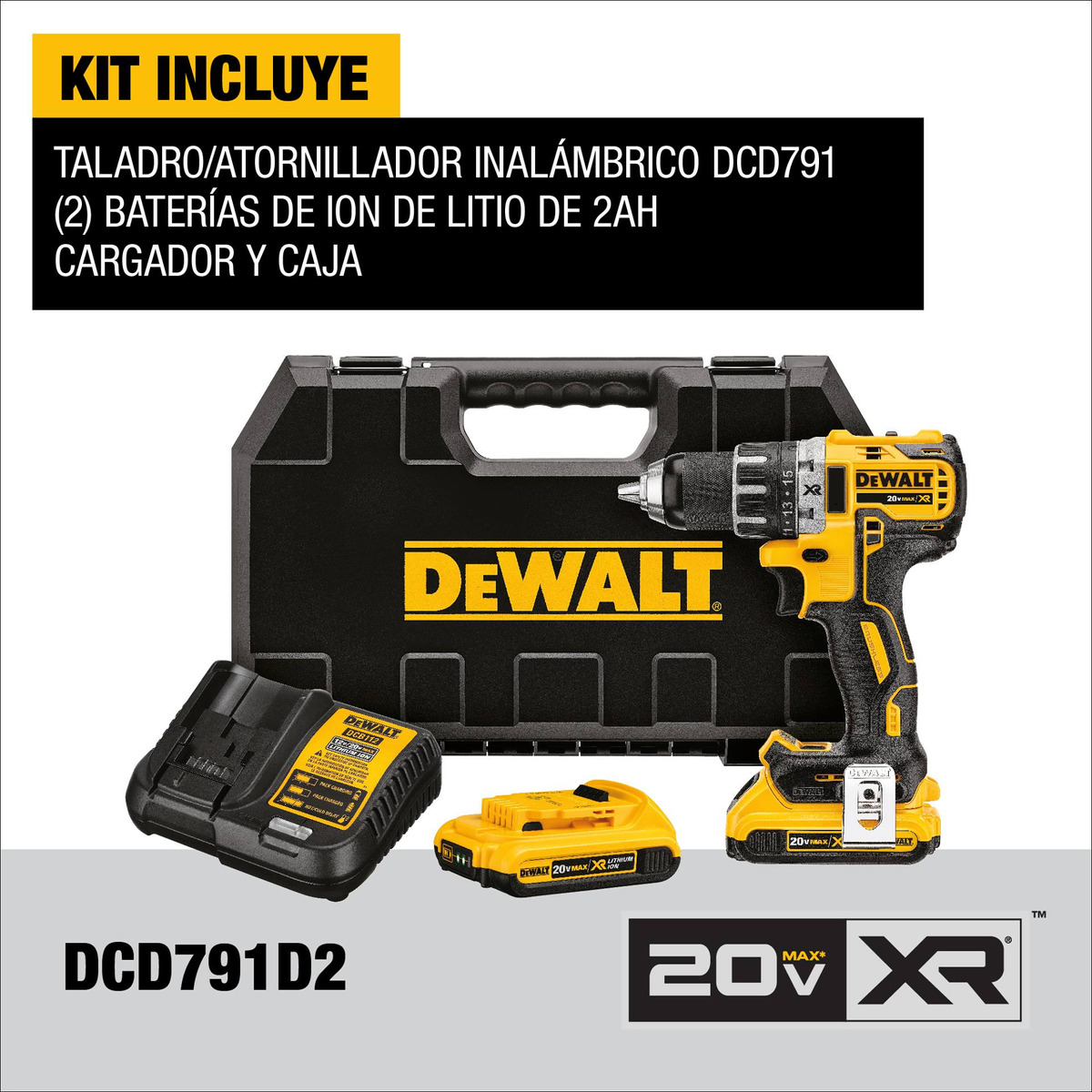 Foto 3 pulgar | Taladro/destornillador Xr 20v Max +2 Bat Dewalt Dcd791d2-b3