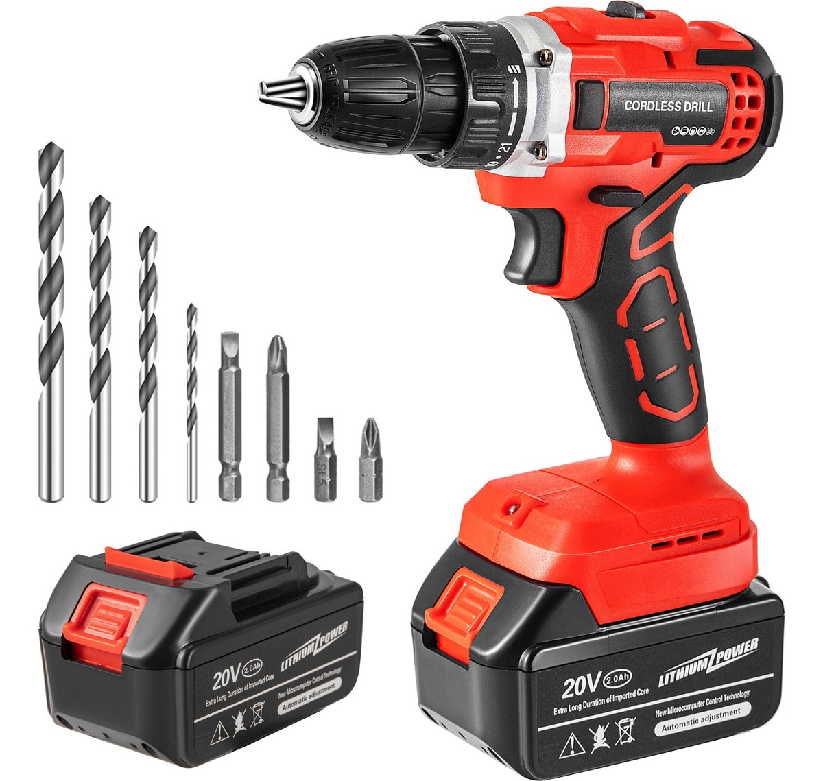 Vevor Taladro Percutor Inalámbrico Eléctrico 2 Baterías 20v $3,484