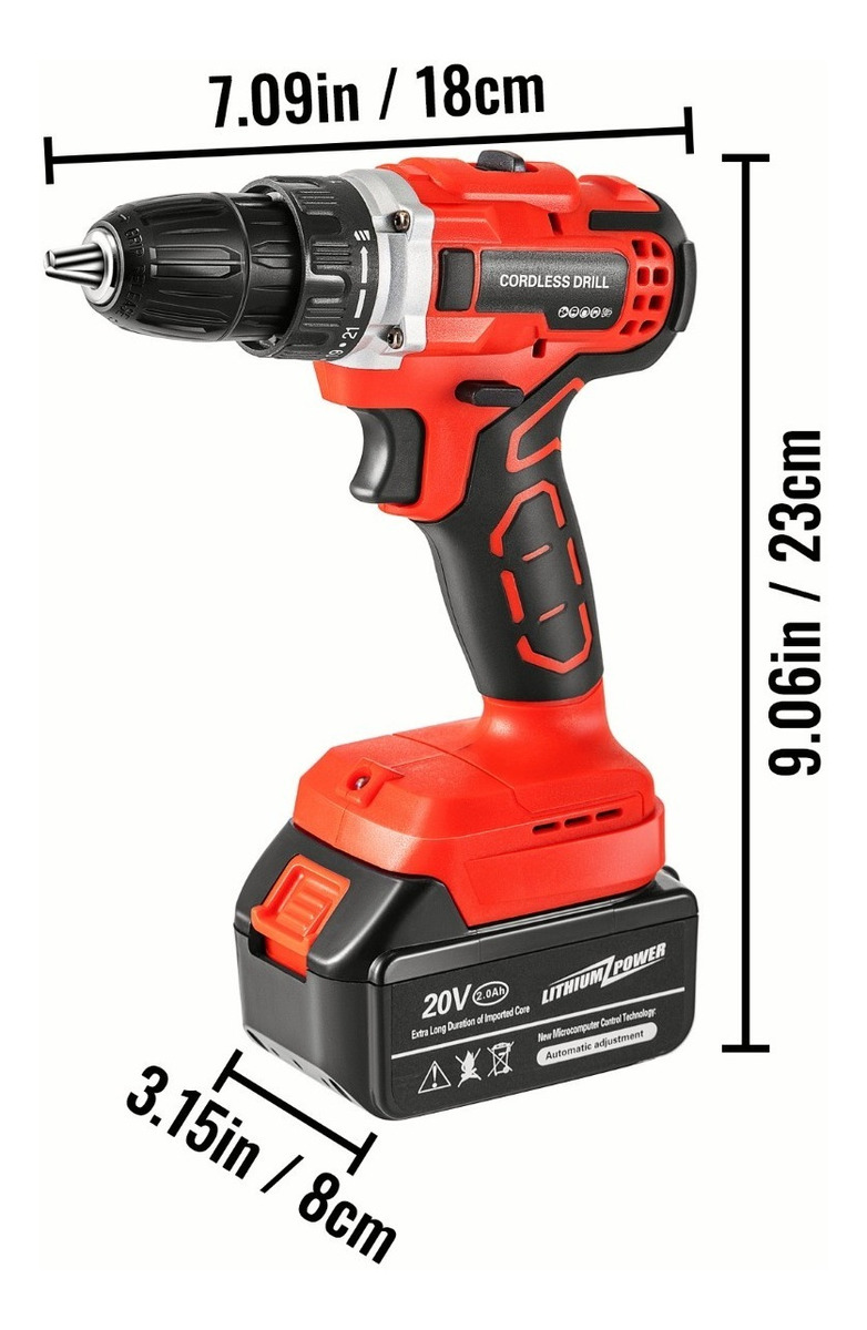 Foto 3 pulgar | Vevor Taladro Percutor Inalámbrico Eléctrico 2 Baterías 20v