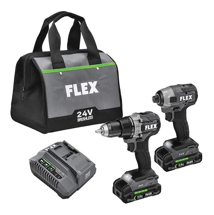 Taladros Inalámbricos Flex FXM201-2A color Negro 24v + Cargador + 2 Baterías